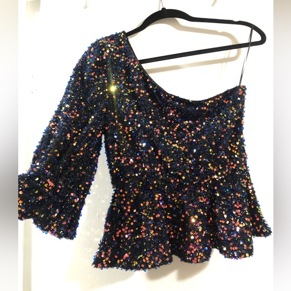 Sugarlips - Jupiter one shoulder peplum sequin top - worn only once! X small - Picture 5 of 16